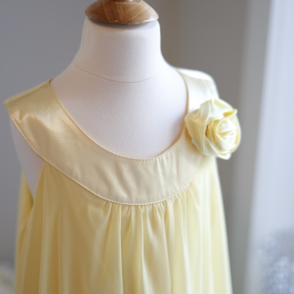 Yellow Chiffon Trapeze girls fancy Spring Wedding dress size 13/14 - Picture 3 of 5